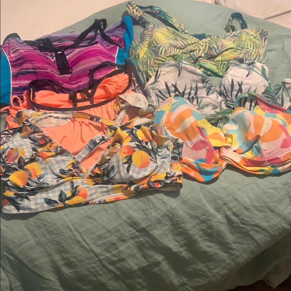 4 Colorful Patterned Bikini Tops and 2 Takini top
